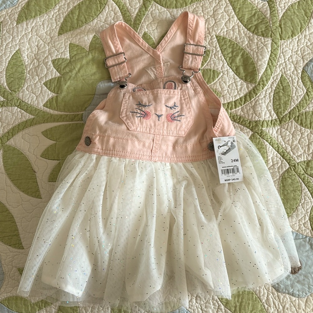 OshKosh Bunny Dress Overalls 24 months -  NWT